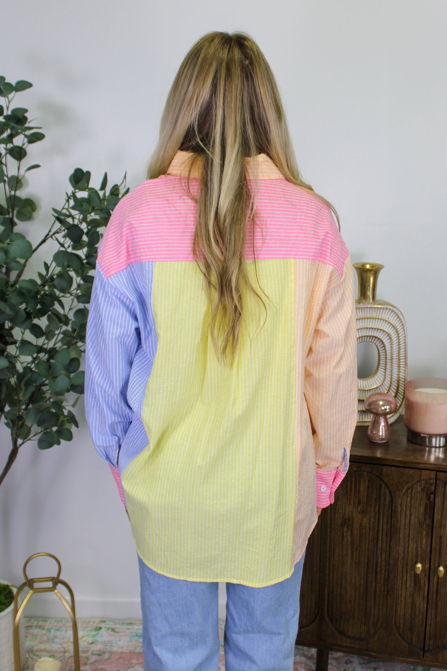 Colorful Striped Button Blouse September.